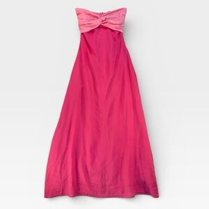NWT LUSANA 100% Linen Copper Penny Elegant Pink Strapless Maxi Sundress MEDIUM